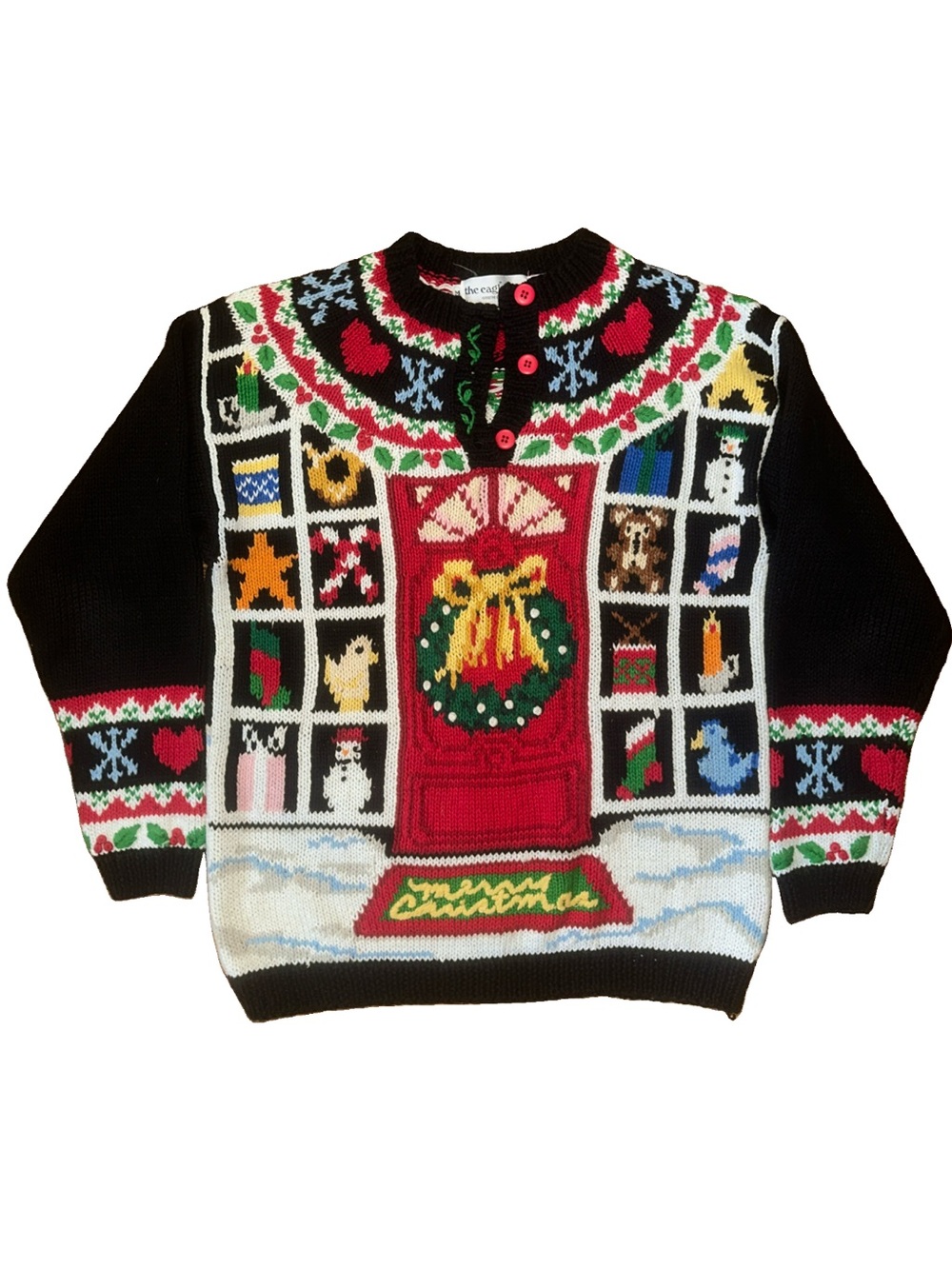 Vintage The Eagles Eye Hand Knit Christmas Sweater Women Medium 1992